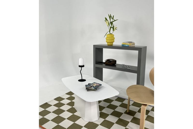Miu Rektangulärt Soffbord 110 cm i Trä med Pelarfot och Rundade Hörn - Vit - Möbler - Vardagsrum - Soffbord & vardagsrumsbord - Soffbord
