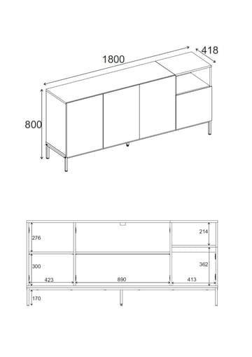 Morlen Konsol 180x80x41,8 cm - Sandstone, Natural Oak, Black - Möbler - Vardagsrum - Soffbord & vardagsrumsbord - Avlastningsbord & konsolbord