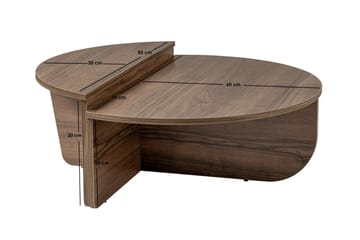 Mukund Ovalt Soffbord 90 cm med Tvådelad Skiva i Trä Valnöt - Brun - Möbler - Vardagsrum - Soffbord & vardagsrumsbord - Soffbord