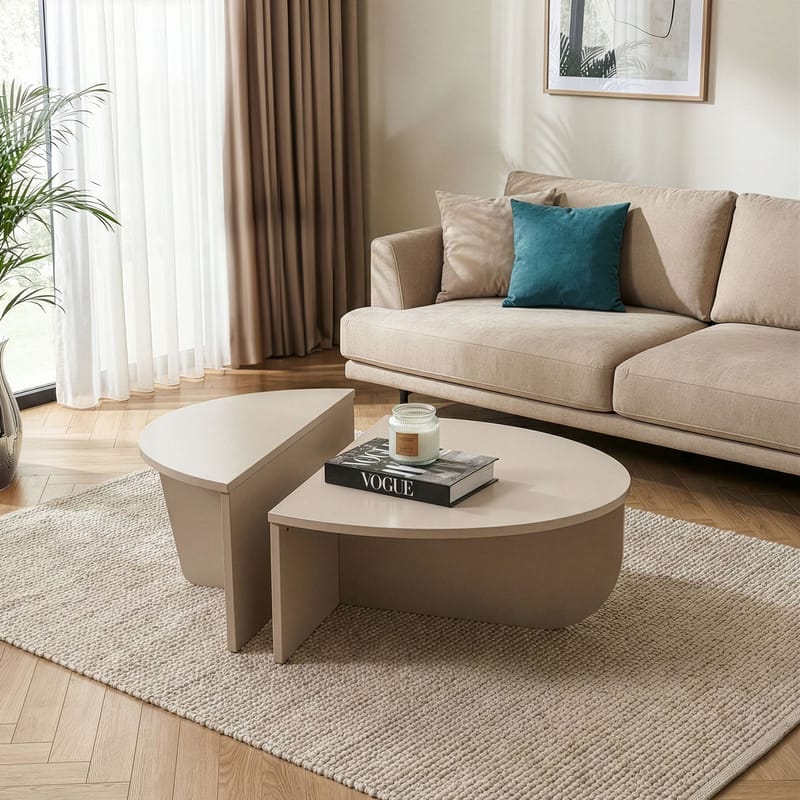 Mukund Runt Soffbord i Ljust Trä - Beige - Möbler - Vardagsrum - Soffbord & vardagsrumsbord - Soffbord