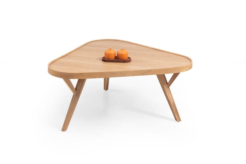 Mul 95 cm Kvadratiskt Soffbord med Triangelformad Skiva i Ek, Beige
