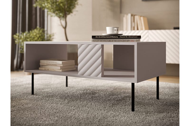 Munkedal Soffbord 100 cm Rektangulärt med Hyllor i Målat Trä - Beige - Möbler - Vardagsrum - Soffbord & vardagsrumsbord - Soffbord