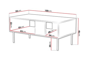 Munkedal Soffbord 100 cm Rektangulärt med Hyllor i Målat Trä - Beige - Möbler - Vardagsrum - Soffbord & vardagsrumsbord - Soffbord
