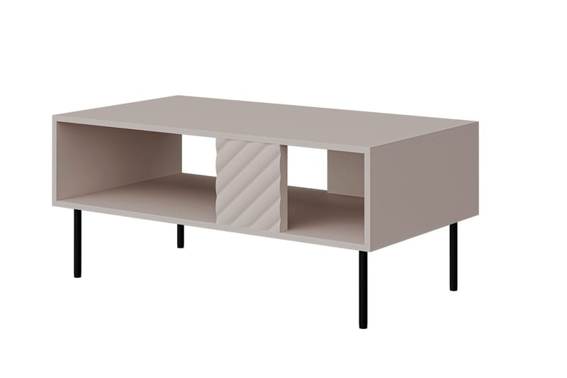Munkedal Soffbord 100 cm Rektangulärt med Hyllor i Målat Trä, Beige