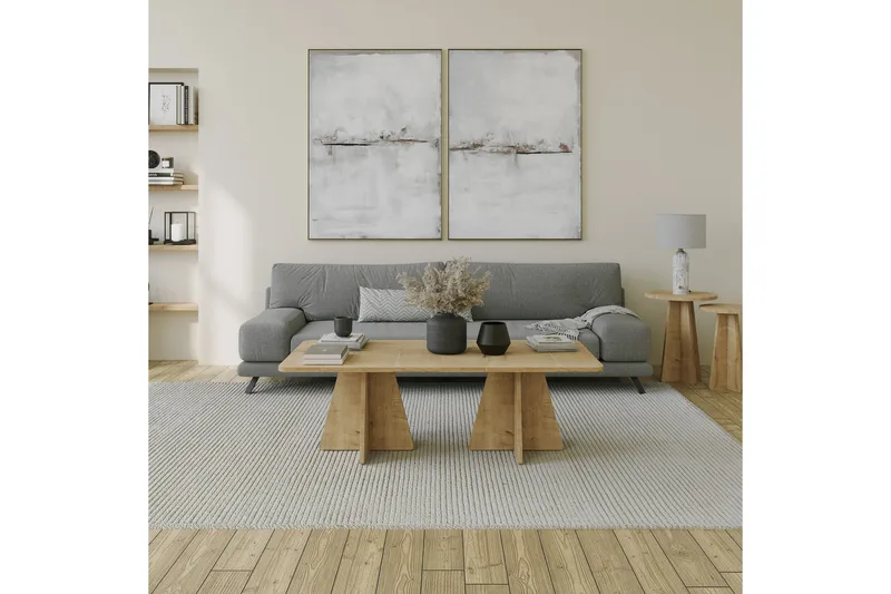 Munne Rektangulärt Soffbord 120 cm i Trä med Korsade Pelarben - Brun - Möbler - Vardagsrum - Soffbord & vardagsrumsbord - Soffbord