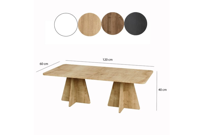 Munne Rektangulärt Soffbord 120 cm i Trä med Korsade Pelarben - Brun - Möbler - Vardagsrum - Soffbord & vardagsrumsbord - Soffbord