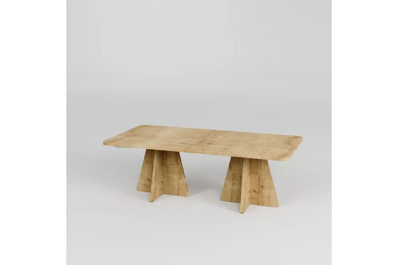 Munne Rektangulärt Soffbord 120 cm i Trä med Korsade Pelarben, Brun