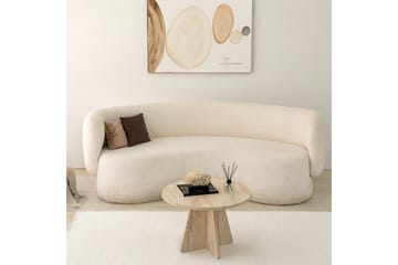 Munne Runt Soffbord 60 cm i Sten med Korsformad Sockel - Beige - Möbler - Vardagsrum - Soffbord & vardagsrumsbord - Soffbord