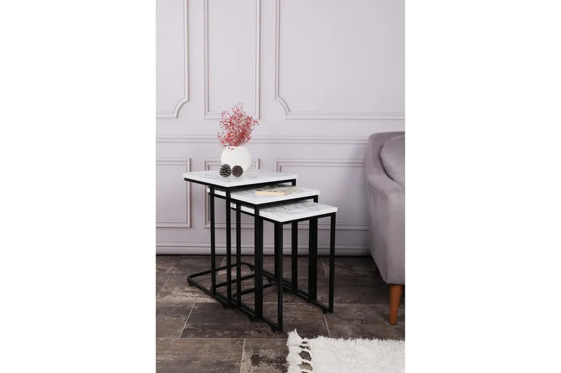 Nagako Satsbord Vit/Svart - Hanah Home - Möbler - Vardagsrum - Soffbord & vardagsrumsbord - Satsbord