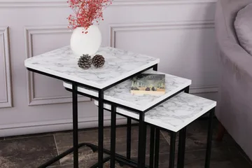 Nagako Satsbord Vit/Svart - Hanah Home - Möbler - Vardagsrum - Soffbord & vardagsrumsbord - Satsbord