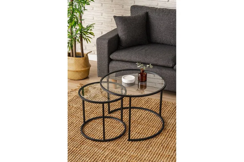 Naruram Soffbord 60 cm - Svart/Transparent - Möbler - Vardagsrum - Soffbord & vardagsrumsbord - Satsbord