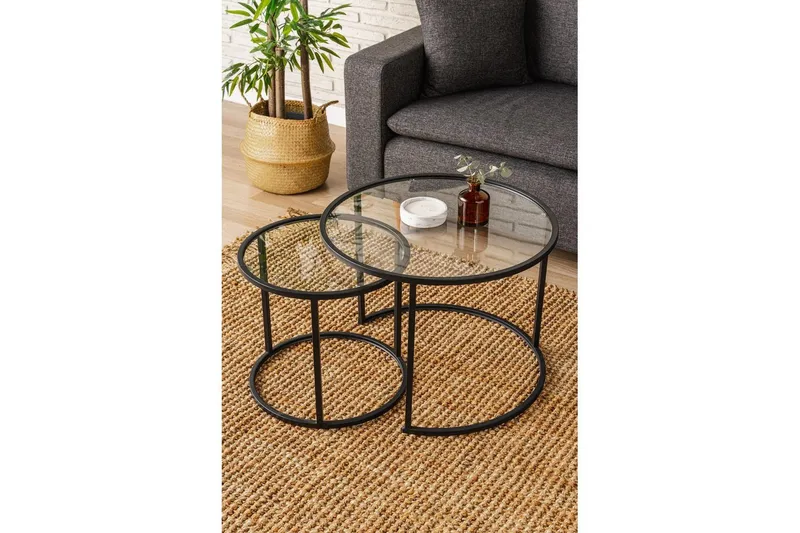 Naruram Soffbord 60 cm - Svart/Transparent - Möbler - Vardagsrum - Soffbord & vardagsrumsbord - Satsbord