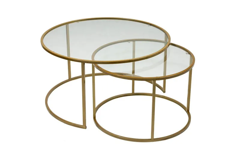 Naruram Soffbord 80 cm, Guld/Transparent