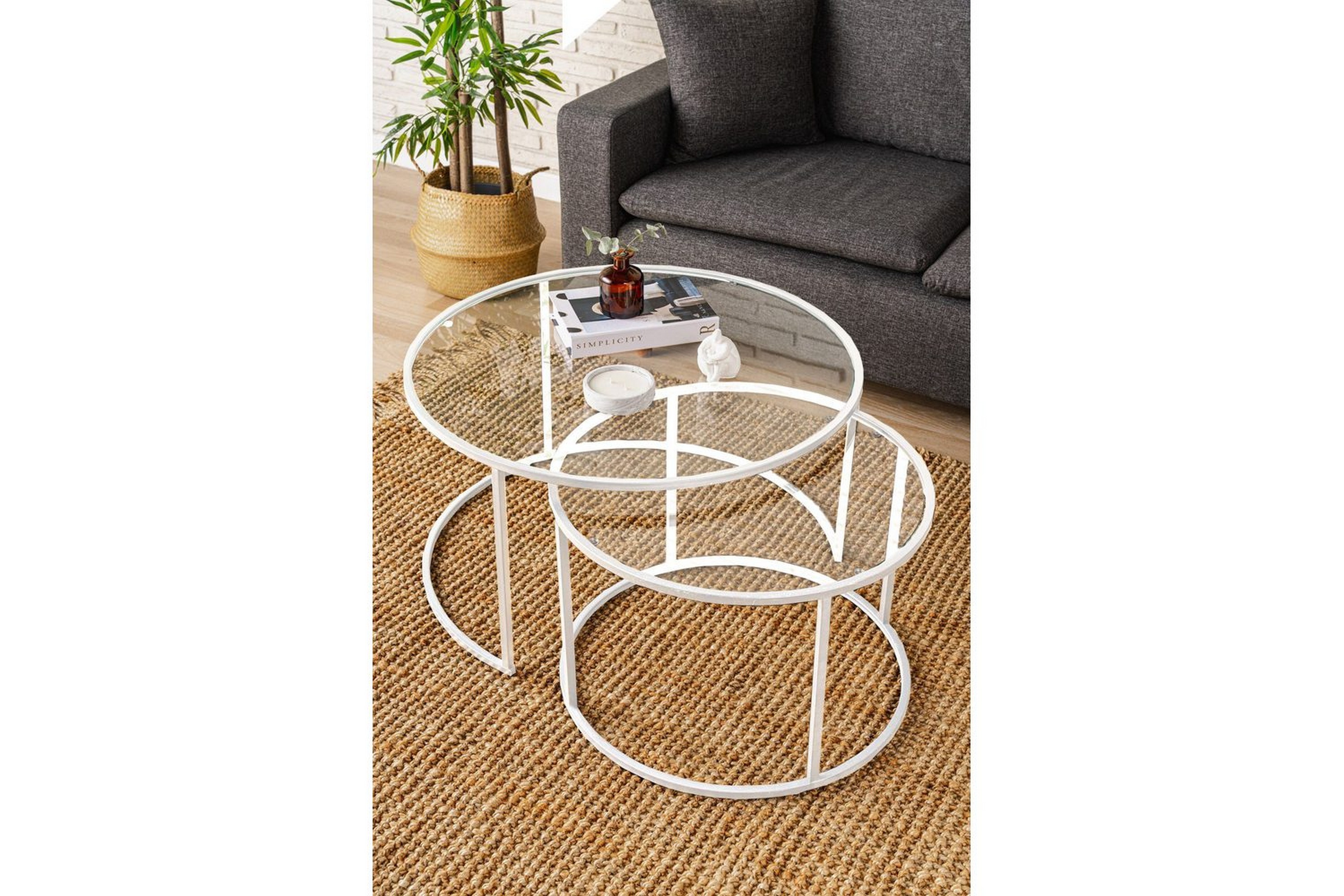 naruram soffbord 80 cm - vit/transparent