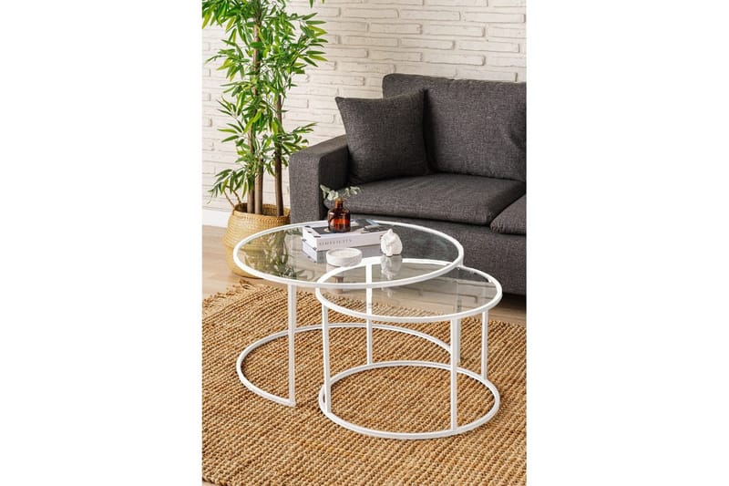 Naruram Soffbord 80 cm - Vit/Transparent - Möbler - Vardagsrum - Soffbord & vardagsrumsbord - Soffbord