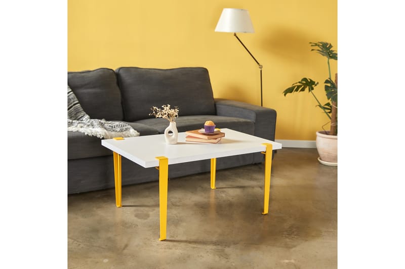 NEDA Soffbord 90x60 cm Vit/Gul - Möbler - Vardagsrum - Soffbord & vardagsrumsbord - Soffbord