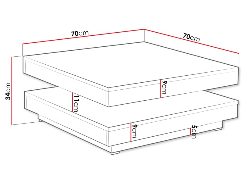 Nenani Kvadratiskt Soffbord 70 cm i Trä - Brun - Möbler - Vardagsrum - Soffbord & vardagsrumsbord - Soffbord