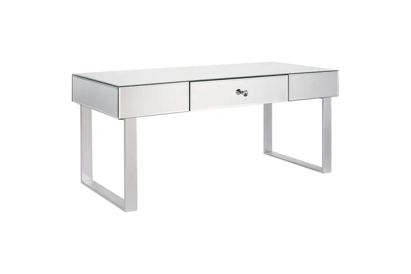 Nesle Rektangulärt Soffbord med Lådor 110 cm i Glas, Spegelsilver