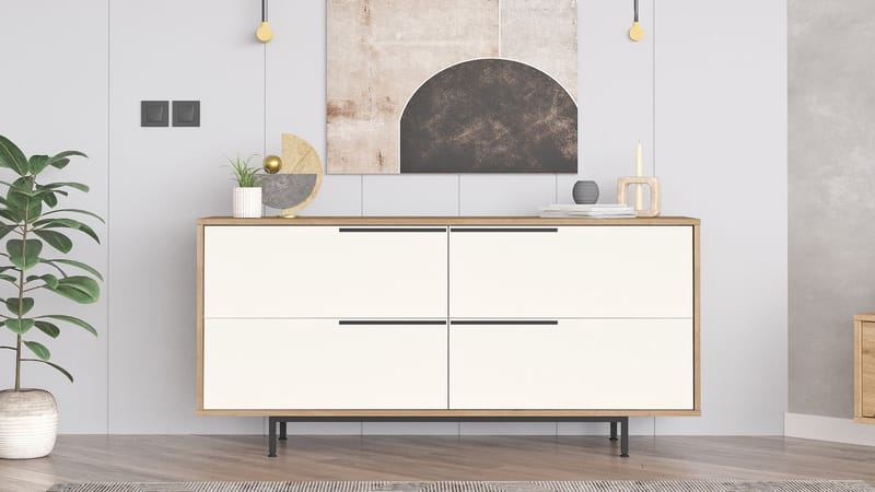 Nilena Konsol 160x74,3x44,5 cm - Ek och vitt - Möbler - Vardagsrum - Soffbord & vardagsrumsbord - Avlastningsbord & konsolbord