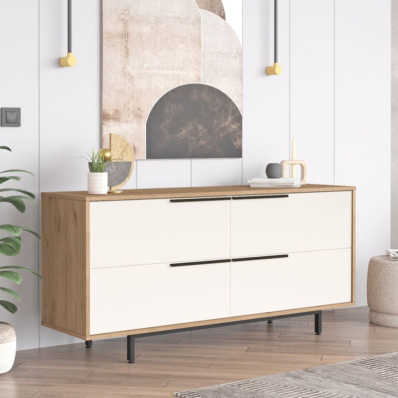 Nilena Konsol 160x74,3x44,5 cm - Ek och vitt - Möbler - Vardagsrum - Soffbord & vardagsrumsbord - Avlastningsbord & konsolbord