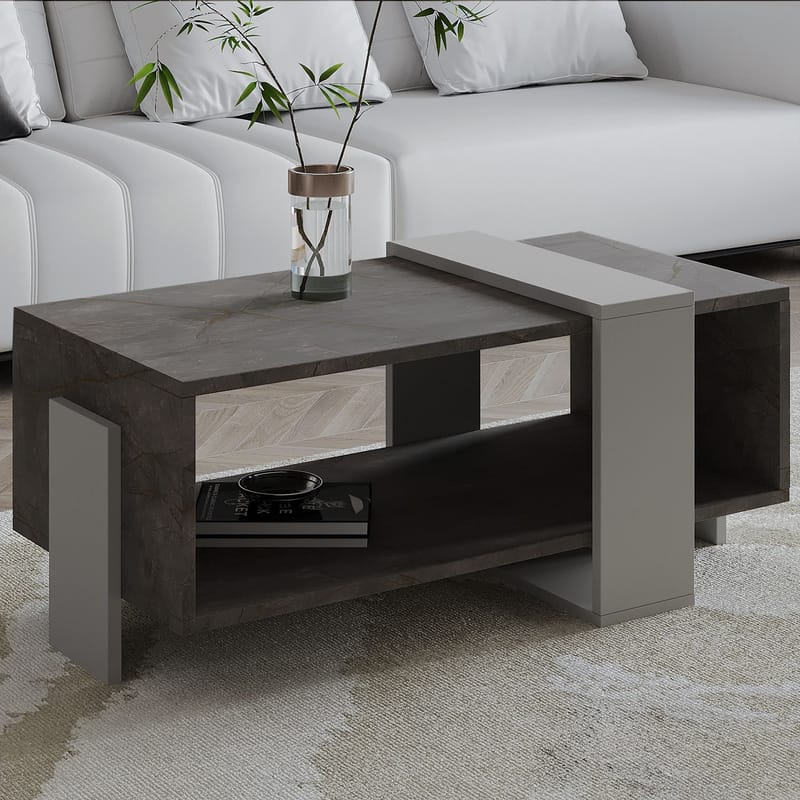 Norell Soffbord 90x40x49 cm - Gordion Marble och Grey - Möbler - Vardagsrum - Soffbord & vardagsrumsbord - Soffbord