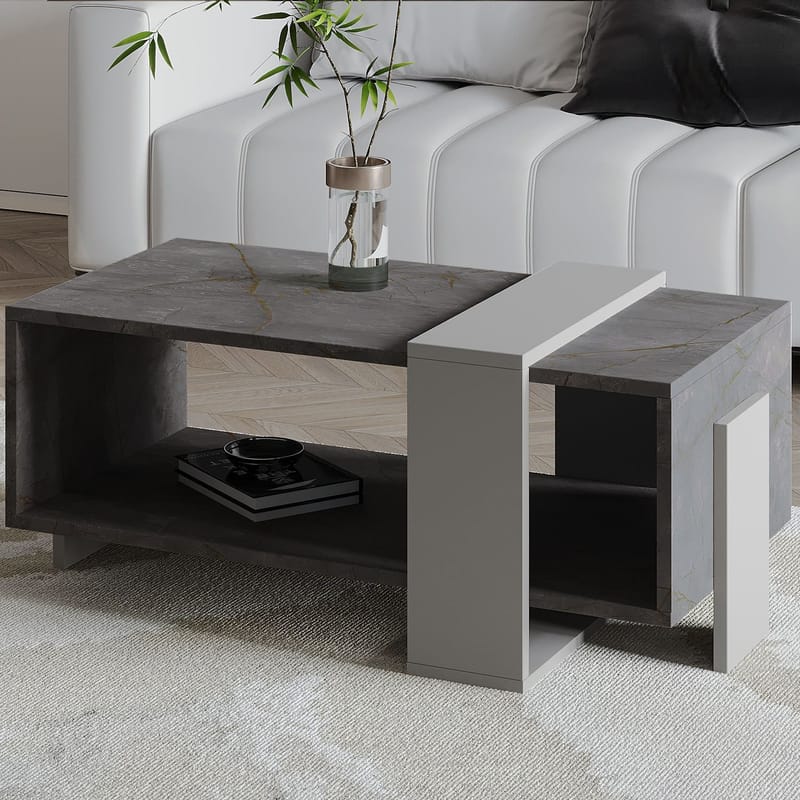 Norell Soffbord 90x40x49 cm - Gordion Marble och Grey - Möbler - Vardagsrum - Soffbord & vardagsrumsbord - Soffbord