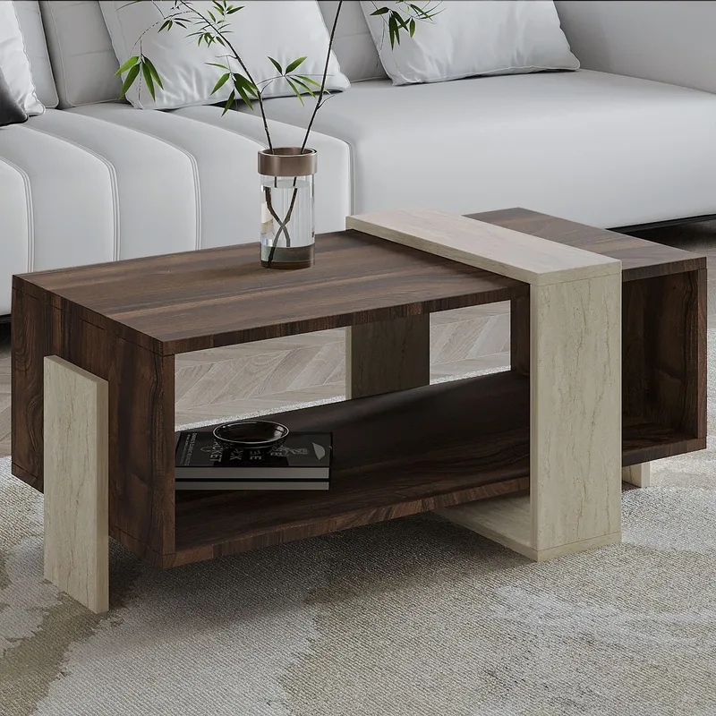 Norell Soffbord 90x40x49 cm - Travertine Walnut - Möbler - Vardagsrum - Soffbord & vardagsrumsbord - Soffbord