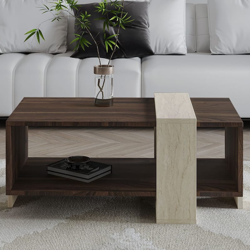 Norell Soffbord 90x40x49 cm - Travertine Walnut - Möbler - Vardagsrum - Soffbord & vardagsrumsbord - Soffbord