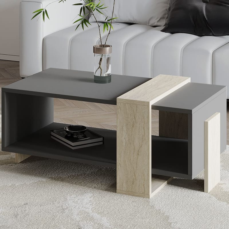 Norell Soffbord 90x40x49 cm - Travertine/Anthracite - Möbler - Vardagsrum - Soffbord & vardagsrumsbord - Soffbord