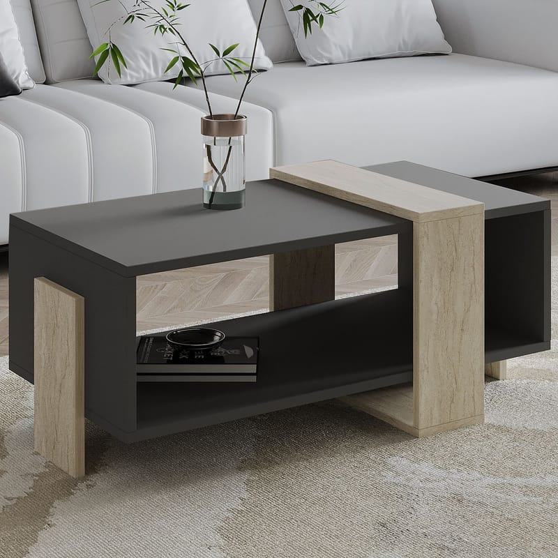 Norell Soffbord 90x40x49 cm - Travertine/Anthracite - Möbler - Vardagsrum - Soffbord & vardagsrumsbord - Soffbord