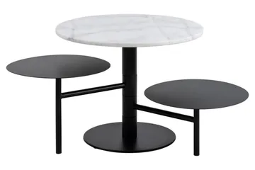 Northmere Utdragbart Runt Soffbord 60 cm i Sten med Svängbara Sidoskivor - Vit - Möbler - Vardagsrum - Soffbord & vardagsrumsbord - Soffbord