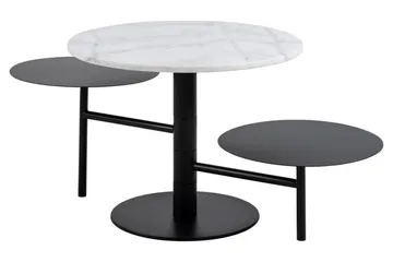 Northmere Utdragbart Runt Soffbord 60 cm i Sten med Svängbara Sidoskivor - Vit - Möbler - Vardagsrum - Soffbord & vardagsrumsbord - Soffbord