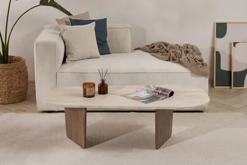 Omari Soffbord 130 cm - Travertin och valnöt - Möbler - Vardagsrum - Soffbord & vardagsrumsbord - Soffbord