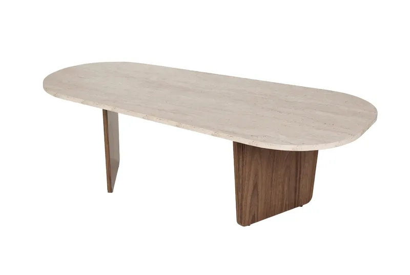 Omari Soffbord 130 cm - Travertin och valnöt - Möbler - Vardagsrum - Soffbord & vardagsrumsbord - Soffbord