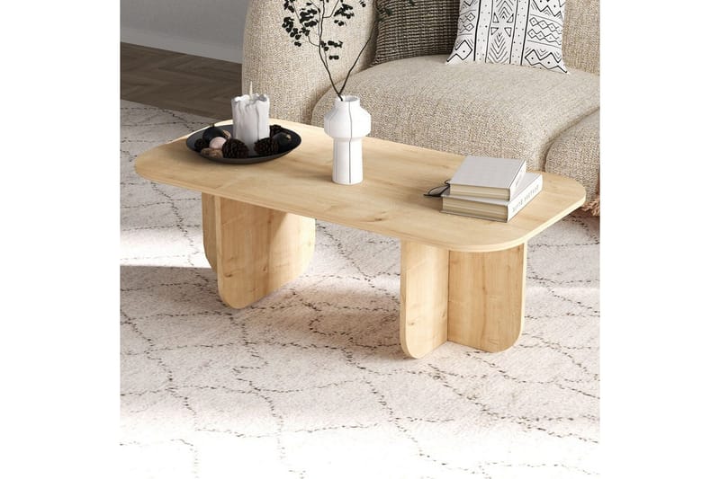 Orin Rektangulärt Soffbord 120 cm i Trä med Skulpturala Kryssben - Beige - Möbler - Vardagsrum - Soffbord & vardagsrumsbord - Soffbord