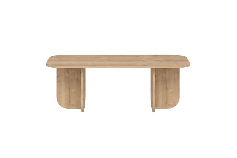 Orin Rektangulärt Soffbord 120 cm i Trä med Skulpturala Kryssben, Beige