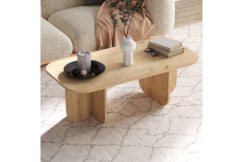 Orin Rektangulärt Soffbord 120 cm i Trä med Skulpturala Kryssben - Beige - Möbler - Vardagsrum - Soffbord & vardagsrumsbord - Soffbord