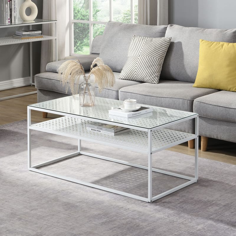 Orvanel Soffbord 100 cm - Transparent och matt vit - Möbler - Vardagsrum - Soffbord & vardagsrumsbord - Soffbord