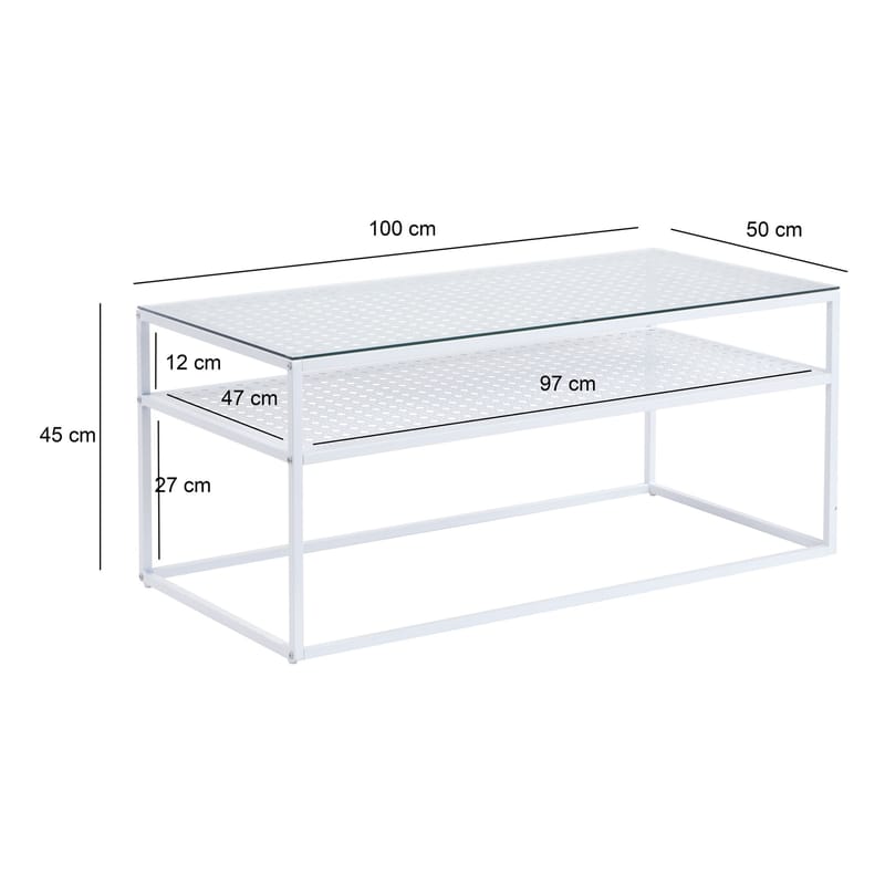 Orvanel Soffbord 100 cm - Transparent och matt vit - Möbler - Vardagsrum - Soffbord & vardagsrumsbord - Soffbord