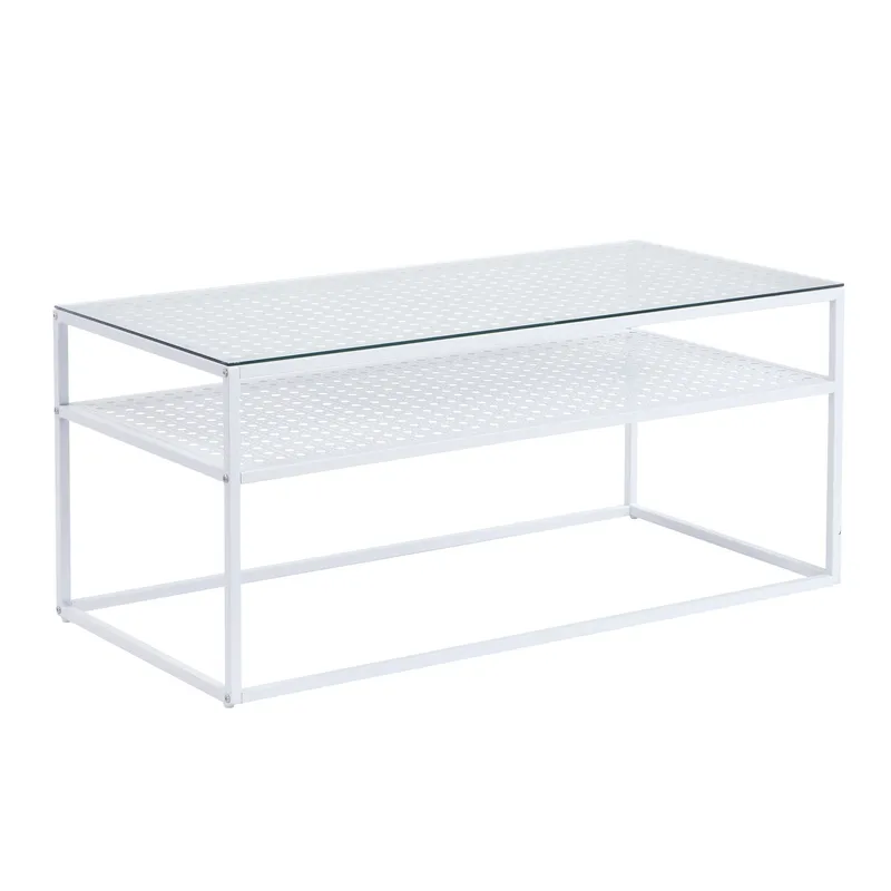 Orvanel Soffbord 100 cm, Transparent och matt vit