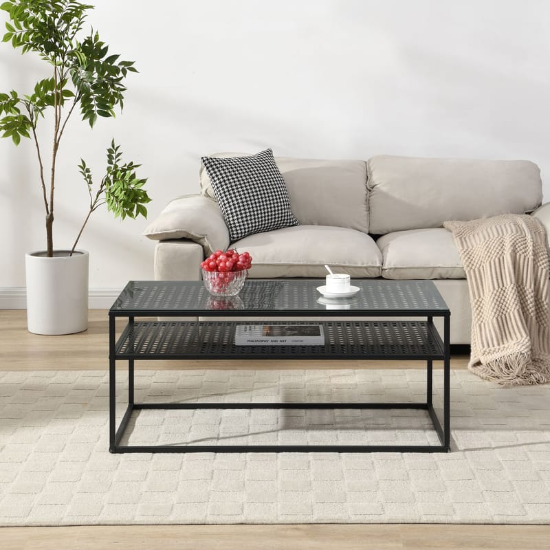 Orvanel Soffbord 100 cm - Transparent och mattsvart - Möbler - Vardagsrum - Soffbord & vardagsrumsbord - Soffbord