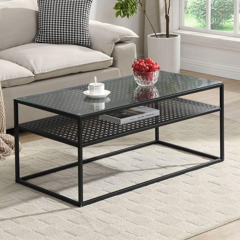 Orvanel Soffbord 100 cm - Transparent och mattsvart - Möbler - Vardagsrum - Soffbord & vardagsrumsbord - Soffbord