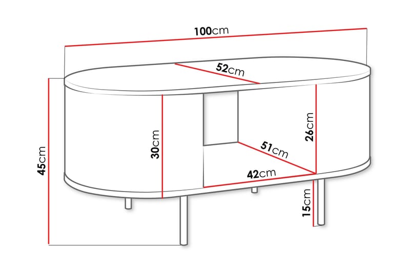 Pantego Soffbord 100x52 cm - Brun - Möbler - Vardagsrum - Soffbord & vardagsrumsbord - Soffbord