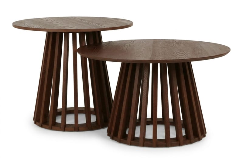 Peyra Satsbord Runt 86/60 cm Fanér - Valnöt - Möbler - Vardagsrum - Soffbord & vardagsrumsbord - Soffbord