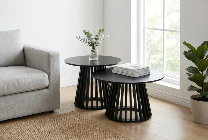 Peyra Soffbord Runt 60 cm Fanér - Svart - Möbler - Vardagsrum - Soffbord & vardagsrumsbord - Soffbord