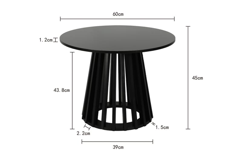 Peyra Soffbord Runt 60 cm Fanér - Svart - Möbler - Vardagsrum - Soffbord & vardagsrumsbord - Soffbord