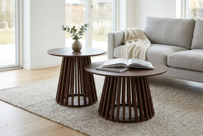 Peyra Soffbord Runt 60 cm Fanér - Valnöt - Möbler - Vardagsrum - Soffbord & vardagsrumsbord - Soffbord