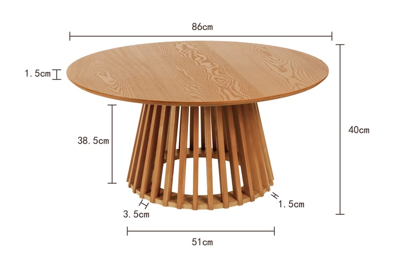 Peyra Soffbord Runt 86 cm Fanér - Ek - Möbler - Vardagsrum - Soffbord & vardagsrumsbord - Soffbord