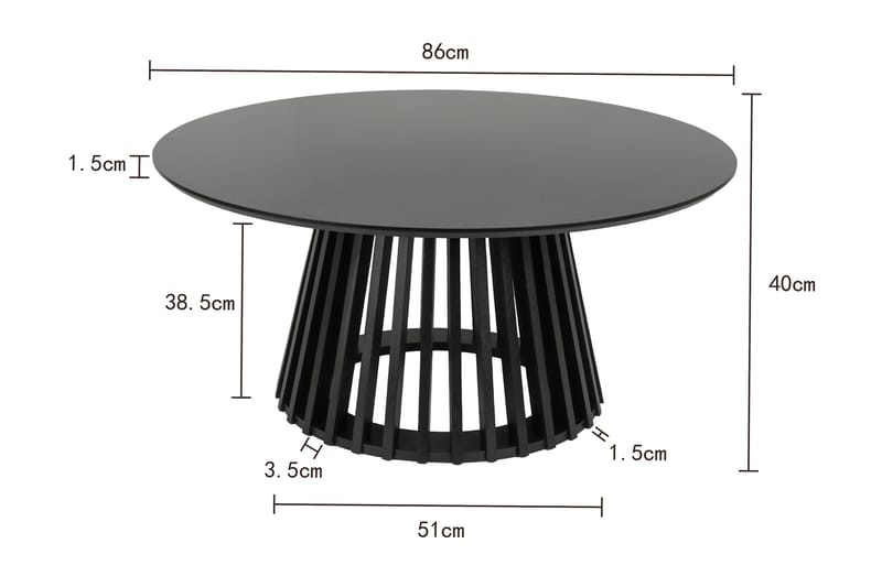 Peyra Soffbord Runt 86 cm Fanér - Svart - Möbler - Vardagsrum - Soffbord & vardagsrumsbord - Soffbord