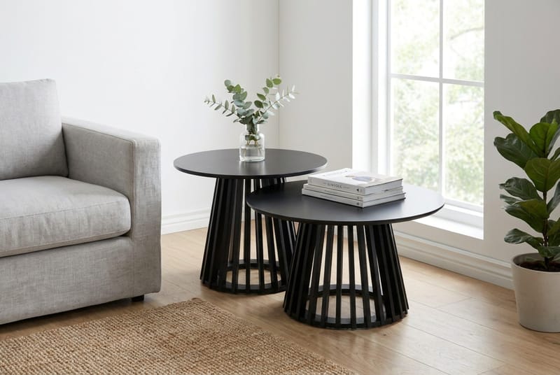 Peyra Soffbord Runt 86 cm Fanér - Svart - Möbler - Vardagsrum - Soffbord & vardagsrumsbord - Soffbord